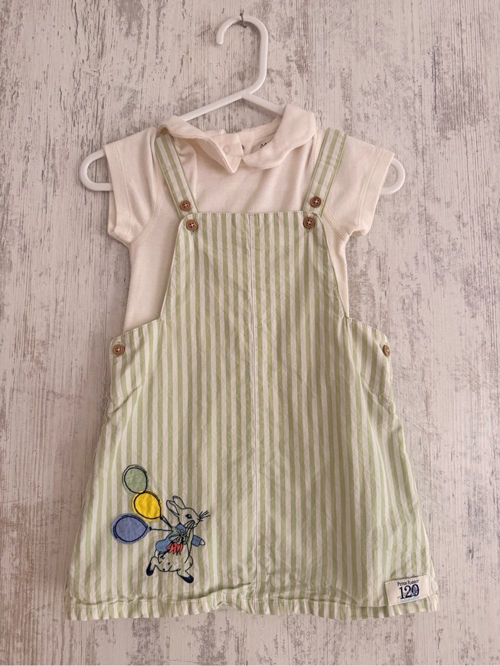 Peter Rabbit Pinafore Jumper Dress Set Size 12-18M